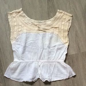 Anthropologie HD in Paris White Peplum Crochet Top